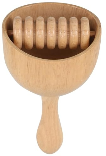 DONFAMDS Copa Sueca Maderoterapia de Madera con Rodillo para Masaje Corporal y Auto-masaje en Casa, Diseño Ergonómico y Forma de Taza Beige para Aliviar Fatiga