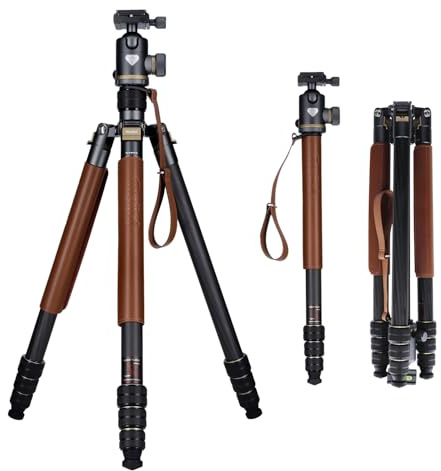 Rollei Kamerastativ C6i Carbon Heritage 174cm mit 360° Kugelkopf Arca Swiss | Robustes Stativ Kamera Tragkraft 12kg Dreibeinstativ mit Monopod Funktion Packmaß 48cm Fotostativ für DSLR & Smartphone
