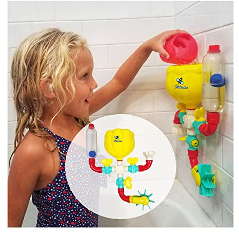 BubbleBee Bath Toys - 11 Piece Bath Toy Set, Top Selling Building STEM Toys, Toddler Bath Toys For Engaging Fun!