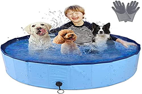 Richino Piscina per Cani, Gatti, Bagno per Cani, Piscina Piegevole, Antiscivolo in PVC, Resistente all'Usura (120 x 30 cm)