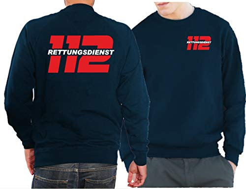FEUER1 Sweat Navy, 112 - Rettungsdienst, rot/weiß XL