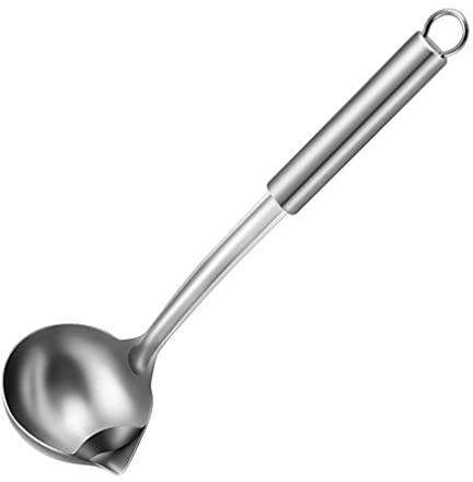 Cabilock Stainless Steel Oil Strainer 304 Kitchen Soup Separator Grease Skimmer Oil Filter Comfortable Handle