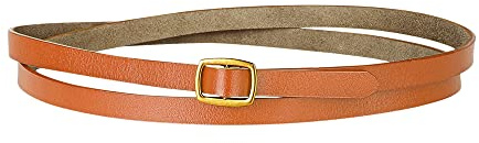 Allegra K Damen Verstellbarer Ledergürtel Mode Minimalismus Schmale Gürtel Orange Braun 95-115cm/37.4-45.67