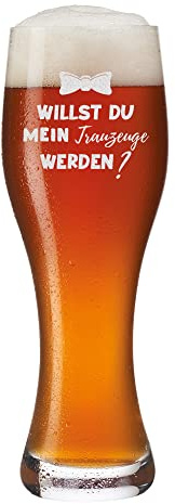 polar-effekt Leonardo Weizenbierglas 500 ml mit Motiv Gravur - Weizenglas für Trauzeugen - Hochzeit, Trauung - kühles Bier, Pils - originelle Geschenkidee für Männer - Motiv Trauzeuge werden