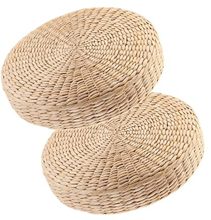 2x Tatamo 40x40cm, Cuscini Da Pavimento Rotondi, Tappetini per Pavimento in Paglia per Esterni, Tappetino Tatami Giapponese, Tatami Pouf Mat per Sedie, Pavimenti, Sedie Pranzo, Divano