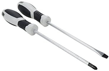 UTALIND Slotted and Screwdriver, 6 Inch Long Screwdriver Length Flat Blade/Cross-head Magnetic Screwdriver with Rubber Handle(6 Inch, Gray)