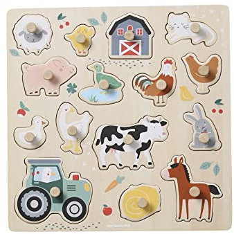 VERTBAUDET Steckpuzzle,Lovely Farm, Holz FSC® beige