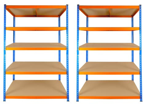 TRADE PRICE DEALS 2 BAY DEAL 5 Tier Extra Heavy Duty Racking Warehouse Storage Industrial Garage Metal Shelving Units 300kg Per Shelf (180 x 120 x 60cm)