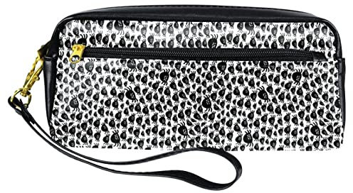 WOSHJIUK Federmäppchen aus Leder Marker Pen Pouch Desk Organizer Boxes,Spinne im abstrakten Stil mit Blumen,Bleistift-Aufbewahrungspaket