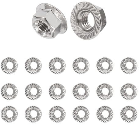 QIMEI-SHOP Dadi Flangiati M5 Esagonali in Acciaio Inox Autobloccanti Con Flangia e Dentatura Conforme allo DIN 6923 - 20 Pezzi