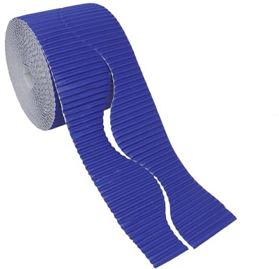 Bright Ideas Corrugated Border Roll for School Displays, Ultra Blue, 57mm x 7.5m (15m When Split), BI8207