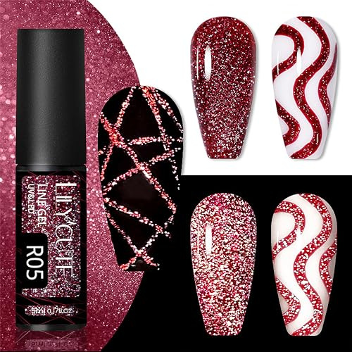 UV gel nagellack röd – glitter gel nagelgel med fineliner pensel fransk gel för gör-det-själv nagelkonst nageldesign nagelhärdare UV-gel för manikyr (röd)