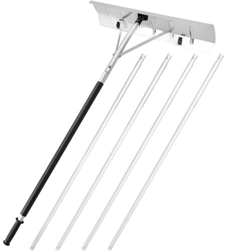 OUUTMEE Schneeschaufel Dach 66cm, Einstellbereich 1,5 bis 6,1m, Dachschneeräumer aus Aluminium, Schneeschieber mit Schutzrädern und rutschfestem Griff Schneeräumer Dachräumer