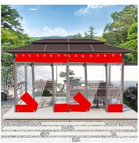 Zipper transparent tarpaulin,Outdoor Tarp Curtains with Zipper Door,Transparent Waterproof Curtains for Pergola,Duty Heavy Tear Resistant Cover for Camping,for Gardening(H2.9xW10m/H9.5xW32.8ft)