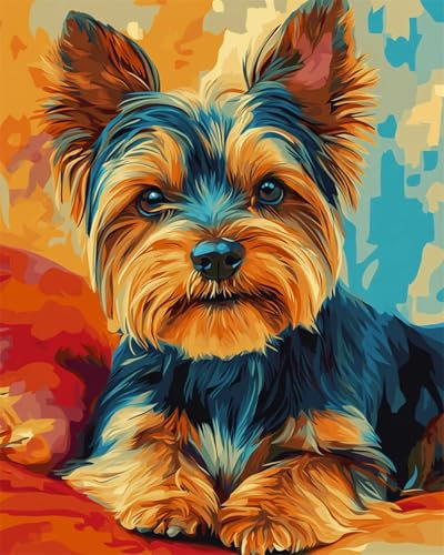 N.LANSHAN Diy-Teppich Knüpfstern Yorkshire Terrier Tierportrait Knüpfpackungen Für Anfänger,Senioren Und 3D-Heimwerker. Teppich-Set. 60x90cm
