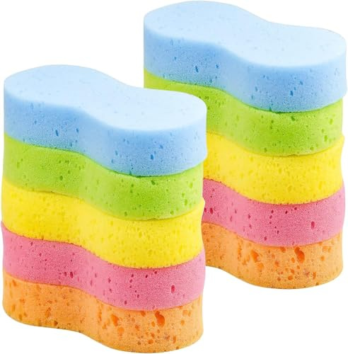 JACMKEON 10 Pcs Car Sponges for Car Cleaning Car Wash Sponges Washing Multi-functional Cars Cleaning Sponges for Wheels Windscreen Bathroom Motorbike（19 x 9.3 x 4.5cm, Random Colors）