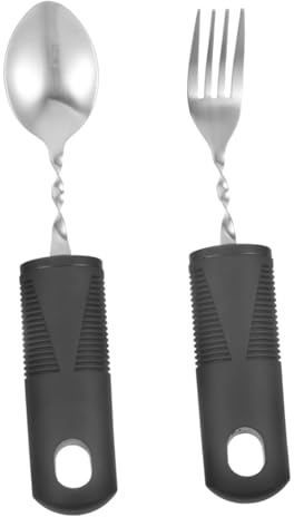 VALICLUD Kit de Cubiertos Adaptables Antideslizantes en Acero Inoxidable Mango Ergonómico para Personas Mayores y Pacientes Temblor de Manos