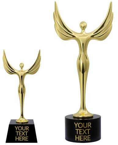 Keluva Trophée Personnalisable, Coupe Personnalisable, Trophée en Métal Doré, Argenté ou Bronze, Gravure de Texte Incluse, Idéal pour Compétitions (Ange en métal)