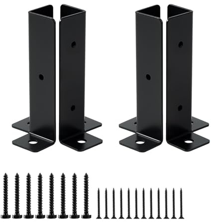 Base de anclaje posterior a la plataforma: soporte de cerca ajustable, soporte de poste de servicio pesado | Postales de madera de base recubierta de polvo, ancla de la cerca montada en el suelo, mont