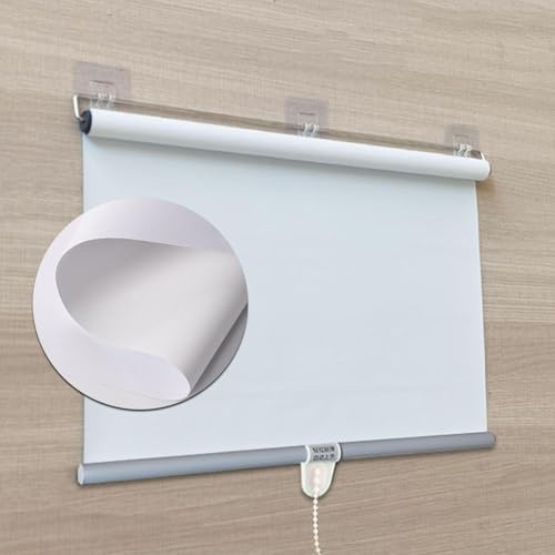 Retractable Roller Blinds,Blackout Roller Window Shades,No Drilling Privacy Screen,32cm 45cm 60cm 85cm 100cm Wide,Roll up Spring Window Blinds,White-W60*H150cm(24 * 59in)