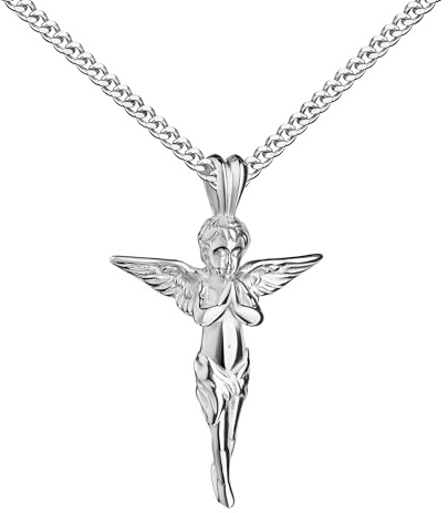 JEVELION Schutzengel Kreuz 925 Silber mit Kette oder ohne Kette wählbar + Schmuck-Etui + Echtheitszertifikat