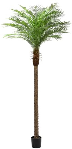 ZEEOZE 270 cm konstgjort penixpalmer, hög konstgjord palm med 21 justerbara blad, konstgjorda Phoenix-palmplantor för uteplats, pool, hemmakontor, vardagsrum och trädgård (1st, 270 cm)