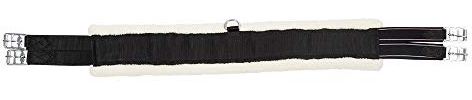 Pfiff 102089 Sattelgurt, weiches Kunstfell, Rollenschnallen, Schwarz/Beige, 140