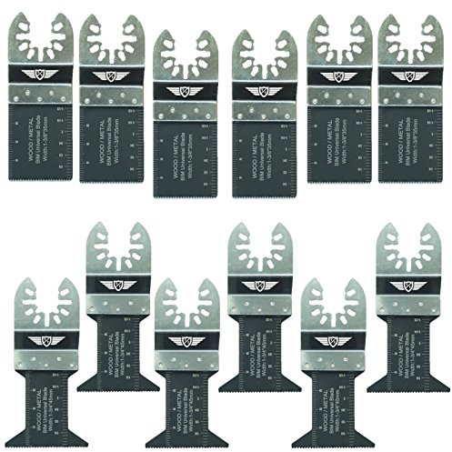 TopsTools 12pcs FAK12BMX Bi-Metall Fast Fit Metall MT Klingen Langlebig | Passt zu DeWalt, Stanley, Black & Decker, Bosch, Fein (Non-StarLock), Bi-Metall HSS Klingen schneiden Holz, Metall und Nägel