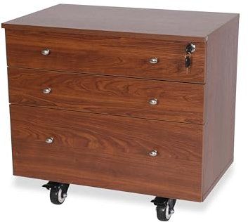 Arrow K7805 Joey Kangaroo Portable 3 Drawer Storage Cabinet for Sewing and Crafts, Portable with Wheels, Teak Finish