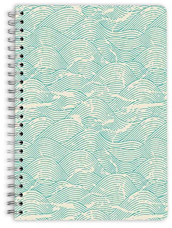 purepaper Notizblock | Notizbuch | Spiralblock | Bullet Journal | Mint Waves, DIN A5, Softcover, 120g, gepunket, dotted, punktkariert, dot grid, 120 Seiten