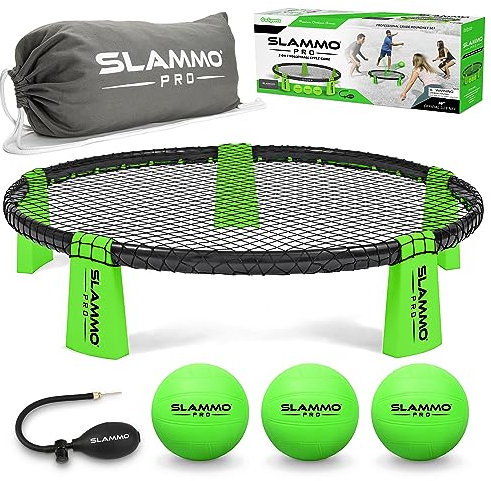 GoSports SLAMMO PRO spelset – nytt och förbättrat PRO-set med 3 PRO-bollar, pump och bärväska grön