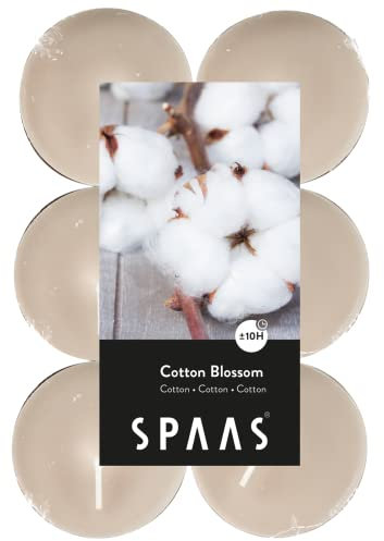 SPAAS 12 Maxi Teelichter, ± 10 Stunden - Cotton Blossom, D 58 mm x H 24 mm, Beige