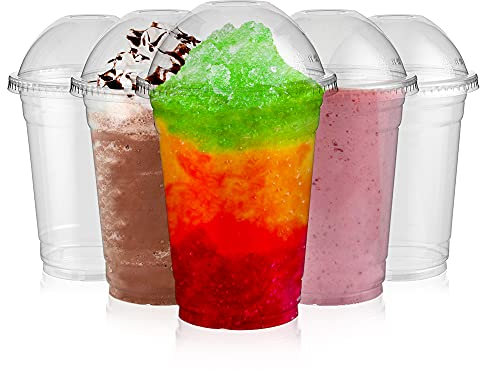 Signature Packaging - Plastic Smoothie Cups with Dome Lids - 16oz (473ml) 50 Pack - Heavy Duty