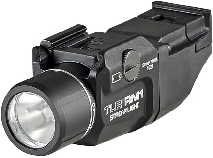 Streamlight 69440 TLR RM 1 500-Lumen Low-Profile Rail Mounted Tactical Lighting System with Rail Locating Keys, Remote Pressure Switch, Mounting Clips and CR123A Battery, Black