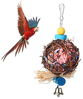 Papegoja strimlande leksaker naturlig rotting boll fågel leksaker pappersremsor fågel tuggleksak född hängande leksak för papegoja undulater parakit nymfparakit