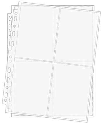 Arkero-G® 50 Seiten 4-Pocket Photo Pages - A4 Foto-Hüllen & Post-Karten Hüllen für Sammel-Album z.B Basteln Schule Büro Aufbewahrung