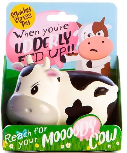 Boxer Gifts Moody Cow Stress Toys | Unique Stress Balls For Adults & Grumpy Teenagers - Helps With Anxiety Relief - Office Novelty Desk Toy | Funny Gifts For Women - Rude Secret Santa Gift For Her