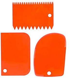 Plastic Cake Scraper Spatula Set 3 PCS Pastry Dough Fondant Cutters Smoother Tool Cream Cake Scraper Cake Decorating Plain Icing Scraper(Orange)