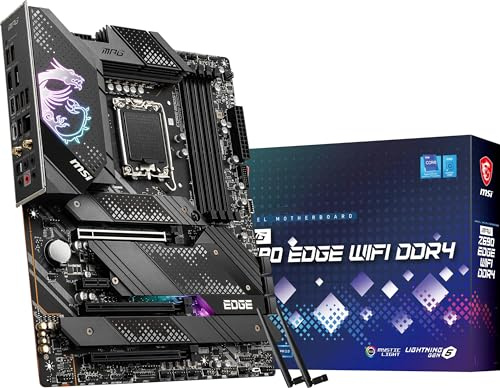 MSI MPG Z690 Edge Carte mère de gaming WiFi DDR4 (ATX, Intel Core 12e génération, socket LGA 1700, DDR4, PCIe 4, CFX, ports M.2, Wi-Fi 6E)