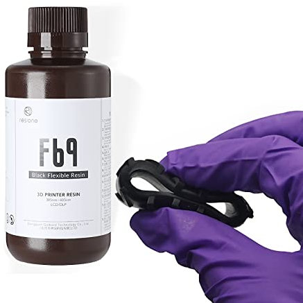 RESIONE F69 Flexibles 3D-Drucker Resin, 405nm UV-härtendes DLP LCD MSLA Resin Gummi wie TPU wie Photopolymer Kunstharz Flüssige for für LCD-Drucker,Schwarz(500g)