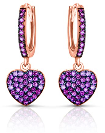 Tiramisú | Pendientes Corazón Rosa/Circonitas/Cerezas/Árbol de la Vida+Perla Negra/Luna+Estrella/Pez+Gato/Estrella Marina | Regalo Joyería Niña | Plata de Ley 925 Bañado en Oro Rosa |Sin Níquel