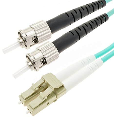 CableMarkt - Cable de Fibra óptica OM4 para Router de LC a ST multimodo dúplex 50µm/125µm, 25m