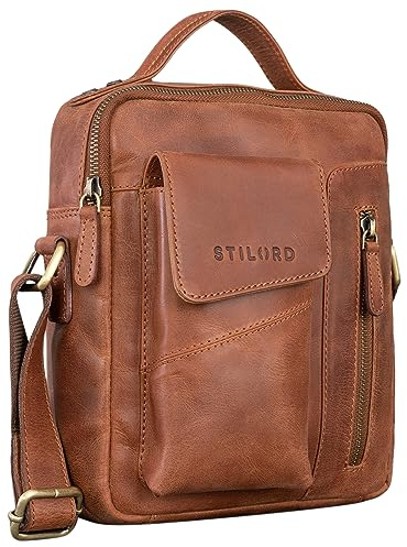 STILORD Otis Stilvolle Umhängetasche Herren aus echtem Leder Klein - Schultertasche Ledertasche für Männer zum Umhängen mit Henkel Farbe:Andorra - braun
