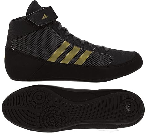 adidas Men's HVC Wrestling Shoes, Black/Charcoal/Metallic Gold, 10.5
