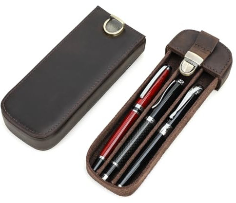 CONTACTS Stifteetui aus echtem Leder, Vintage-Stifthalter, Stift-Schutzhülle für Reisen, Elegantes Schreibtischzubehör, Bleistift-Organizer-Box, Coffee3-3, Beauty Case
