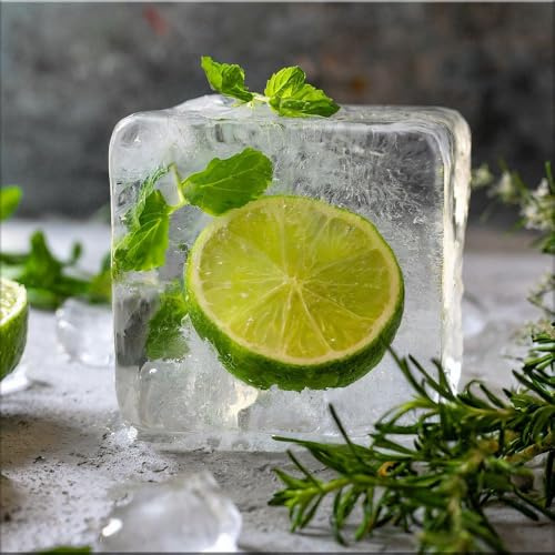 artissimo Glasbild 30x30 cm Küchenbild: Eiswürfel mit Limetten AG5481A - Bild aus Glas, Wandbild Küche modern