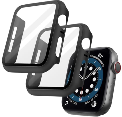 OFFCUP Hülle mit Displayschutz, 2 Stück Rundum Schutzhülle | für Apple Watch Series 6 / Series 5 / Series 4 44mm, Ultradünne Gehäuse PC Schutz Case Eingebaut Kratzfest Hartglas