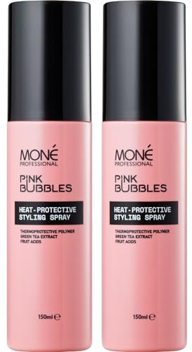 MONÉ PROFESSIONAL Värmeskyddsspray (2 x 150 ml) – Leave-in-hårvårdbehandling för torrt hår, anti-frizz, antistatik, värmeskydd, ger glans och fyllighet
