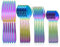 RETON 24 Pieces Rainbow Cutlery Set for 6 People, Stainless Steel Knife Fork Spoon Set, Tableware Silverware Set for Home/Party/Restaurant, Dishwasher Safe and Mirror Polished