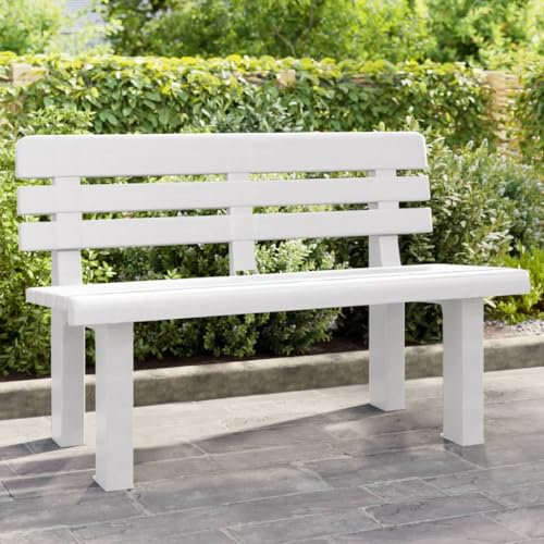 ZEYUAN Gartenbank Weiß 110x52x71 cm Polypropylen, Terrassenmöbel, Wetterfeste Bank, Outdoor Bank, Parkbank, Garten Banken, Deko Bank, Gartenmöbel - 4009379